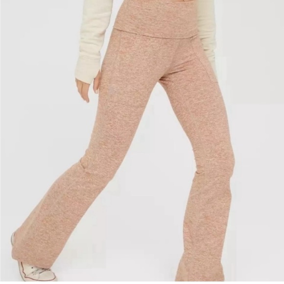 EUC Offline by Aerie Spacedye Heather Orange Rust Foldover Yoga Pants - Picture 2 of 10